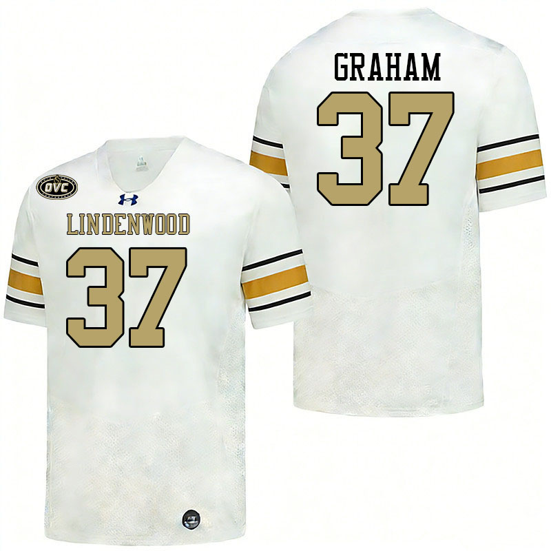Lindenwood Lions #37 Will Graham College Football Jerseys,Uniforms-White